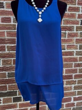 Sleeveless Layered Versatile Royal Blue Shift Top